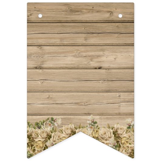 Op houten Rozen beige Vlaggetjes (Eerste vlag)