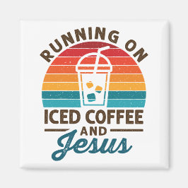 Op Iced Coffee en Jesus Retro Magneet