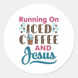 Op Iced Coffee en Jesus Ronde Sticker