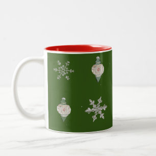 Op IJsgroene Sneeuwvlok Kerstversiering Mok