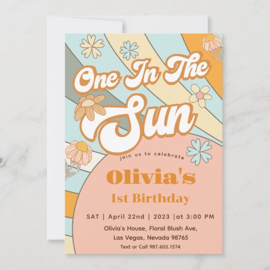 Op In De Zon Regenboog 1e Verjaardag Kaart (Voorkant)