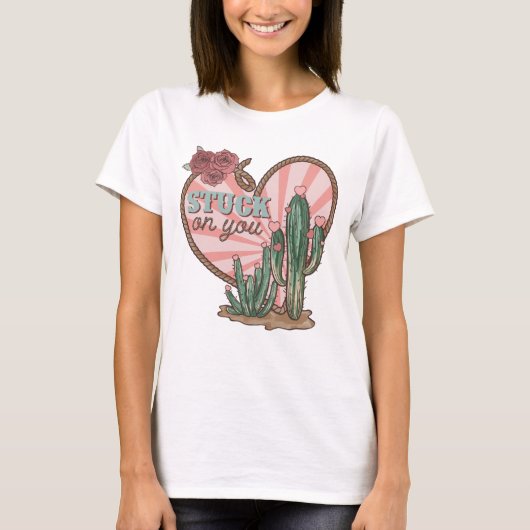 Op je grappige cactus geplakt t-shirt (Voorkant)