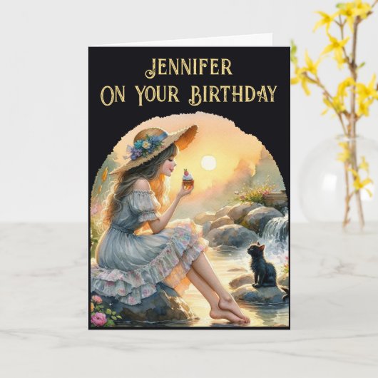 Op je verjaardag kaart (Gele Bloem)