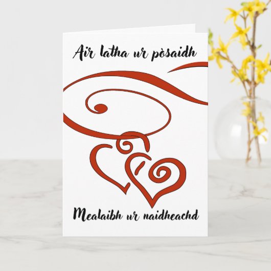 Op jullie trouwdag gefeliciteerd Schotten Gaelic Kaart (Gele Bloem)