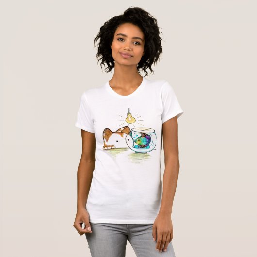 op kat gerichte vis t-shirt (Voorkant volledig)