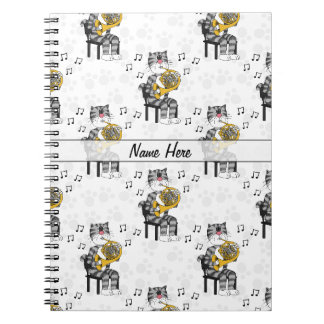 Op kat spelend Frans hoorn messing muzikant Maatwe Notitieboek