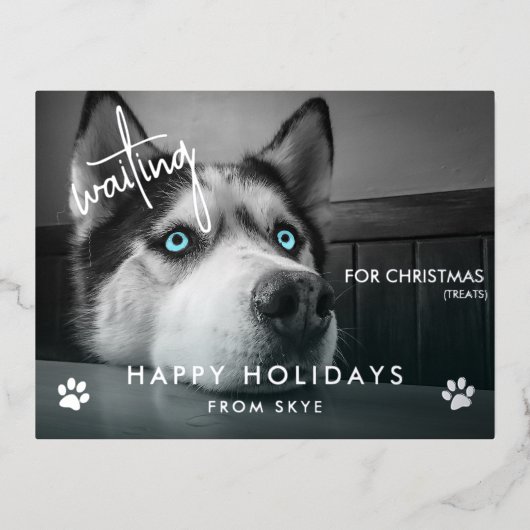 Op kerstcadeautjes wachten folie feestdagen briefkaart (Voorkant)