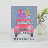 Op kerstmis aanpasbare foto feestdagenkaart (Staand voorkant)