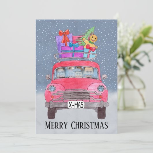 Op kerstmis aanpasbare foto feestdagenkaart (Staand voorkant)