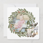 Op kerstmis gepersonaliseerde Gnome Moose Photo Li Feestdagenkaart (Voorkant)