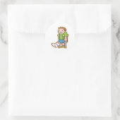 Op krukken ronde sticker (Tas)