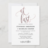 Op laatste Black Roos Gold Script Typography Wedde Kaart (Voorkant)