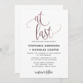 Op laatste Black Roos Gold Script Typography Wedde Kaart (Voorkant / Achterkant)