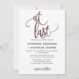 Op laatste Black Roos Gold Script Typography Wedde Kaart