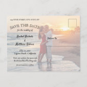 Op laatste eenvoudige moderne fotobruiloft bespaar aankondigingskaart (Achterkant)