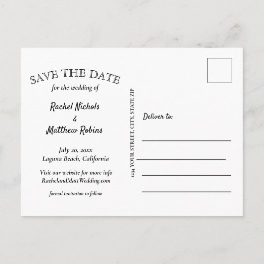 Op laatste eenvoudige moderne fotobruiloft bespaar aankondigingskaart (Achterkant)