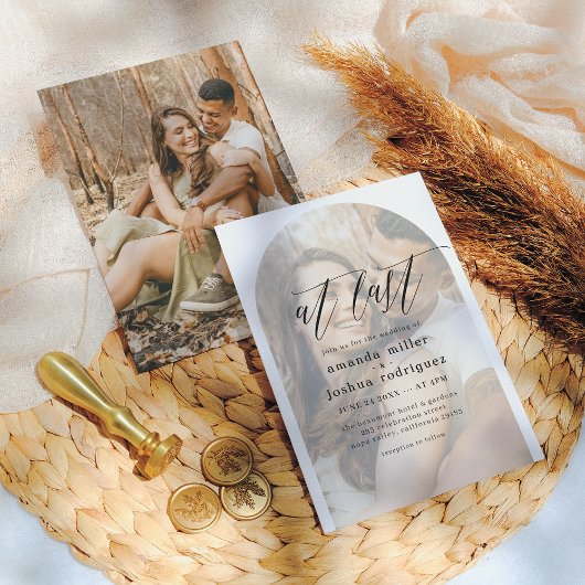 Op laatste fijne kalligrafie en foto-bruiloft kaart