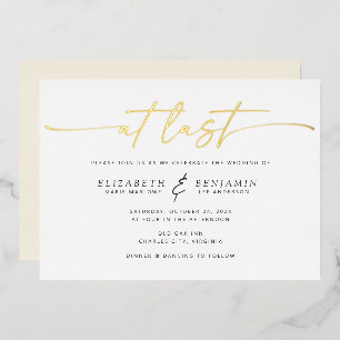 Op laatste horizontale bruiloft folie uitnodiging