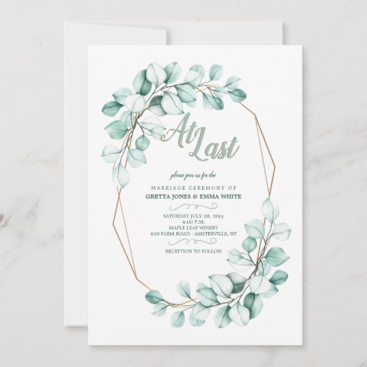 Op laatste huwelijksuitnodiging kaart (Voorkant)