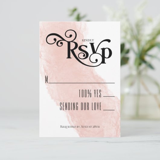 Op laatste Waterverf Typografie Wedding RSVP Kaartje (Staand voorkant)