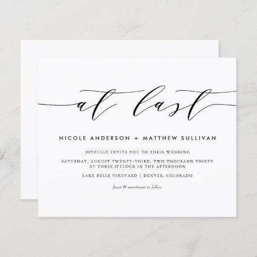 Op laatste zwarte minimalistische uitnodiging tot (Voorkant / Achterkant)