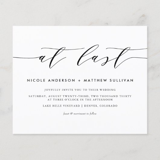 Op laatste zwarte minimalistische uitnodiging tot  (Voorkant)