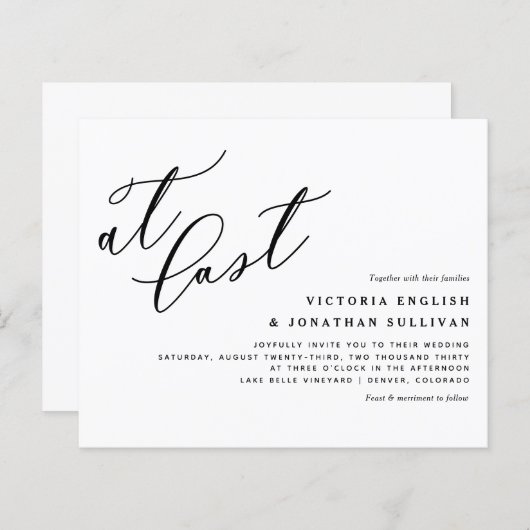 Op laatste zwarte moderne kalligrafie-bruiloft (Voorkant / Achterkant)