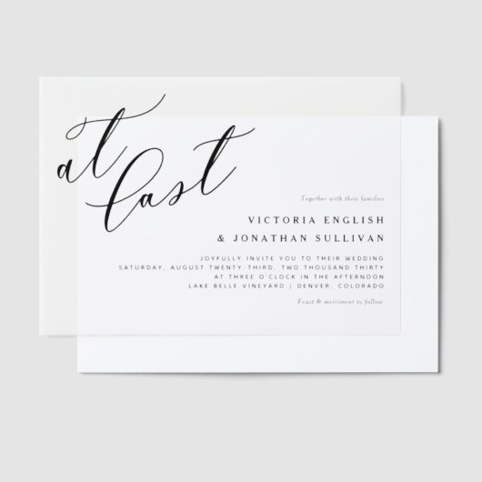 Op laatste zwarte moderne kalligrafie vellum uitnodigingen (Offset)