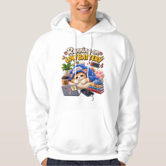 Op lage batterij lopende kat – Knuffelige slapende Hoodie