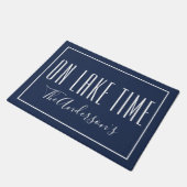 Op Lake Time Personalized Blue White Doormat Deurmat (Schuin)