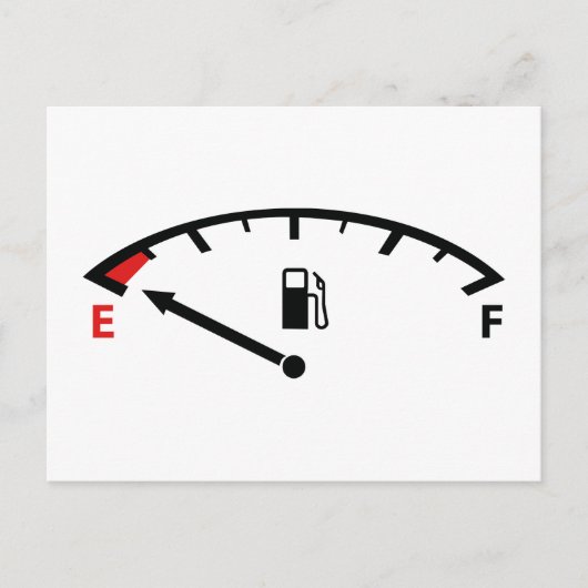 Op leeg lopen briefkaart (Voorkant)