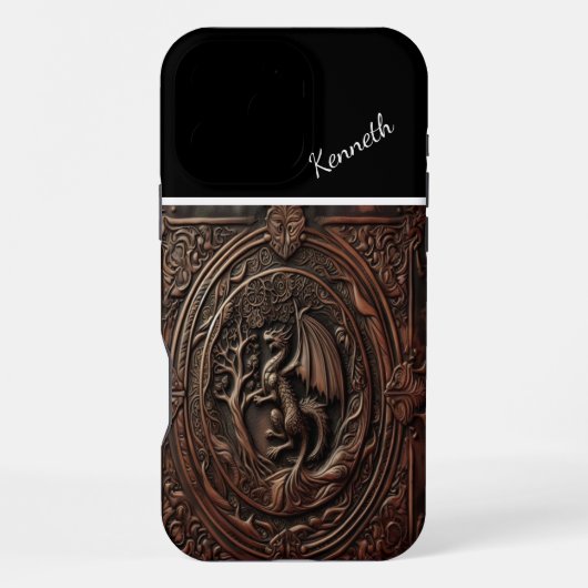 Op leer gesneden draak iPhone hoesje (Achterkant)