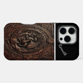 Op leer gesneden draak iPhone hoesje (Achterkant horizontaal)