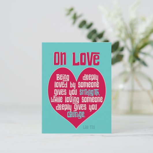 Op liefde. Citaat van Lao Tzu Briefkaart (Staand voorkant)