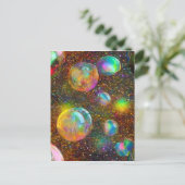 Op luchtdruppel iriserende verbluffende grillige b feestdagenkaart (Staand voorkant)