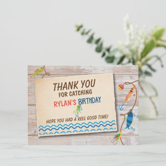 Op maandag Geviste jongens met O-Fish Bedankkaart (Staand voorkant)