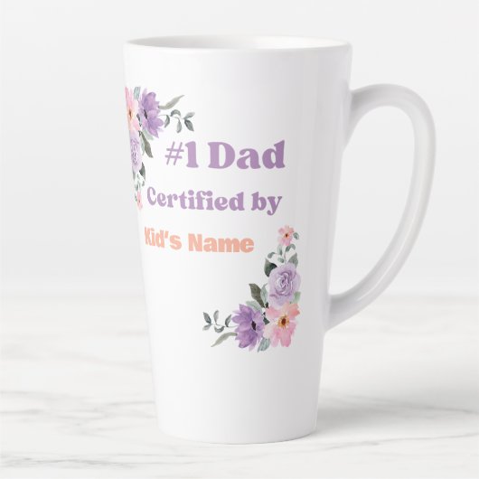 Op maat "#1 Papa Gecertificeerd door Naam van Kind Latte Mok (Rechts)