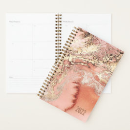 Op maat 2022 Roze Goud Roze Marmer Ongedateerd Maa Planner