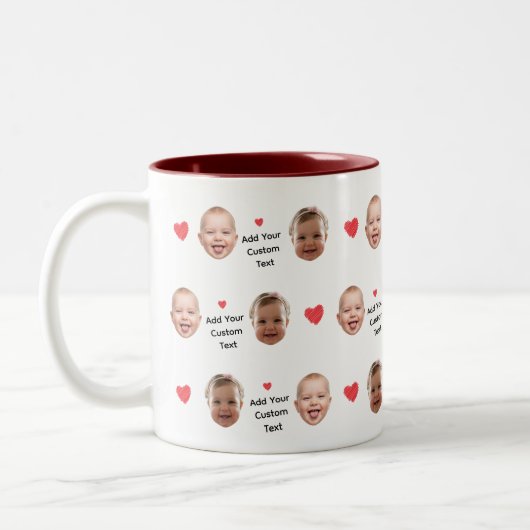 Op Maat 2 Foto Gezicht Patroon Gepersonaliseerde T Tweekleurige Koffiemok (Links)