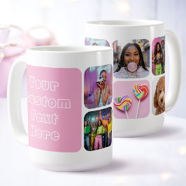 Op maat 6 Foto Modern Retro Roze Beste vriendinnen Koffiemok