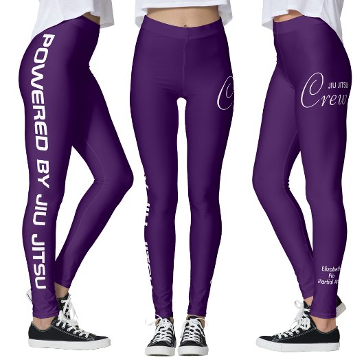 Op maat bedrukte Jiu Jitsu Crew Paarse Spats Leggings