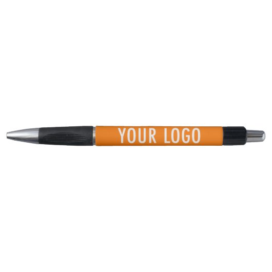 Op maat bedrukte oranje pen bedrijf logo promotie- (Voorkant)