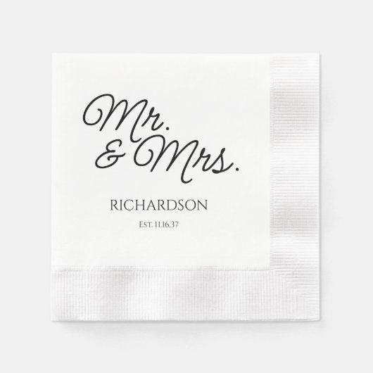Op maat bedrukte servetten voor Mr. en Mrs. bruilo (Voorkant)