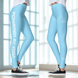 Op maat bedrukte yoga crew babyblauw leggings