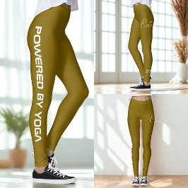 Op maat bedrukte yoga crew geel bruin leggings
