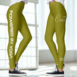 Op maat bedrukte yoga crew olijfgroen leggings