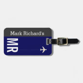 Op maat blauw bagagelabel (Voorkant horizontaal)
