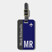 Op maat blauw bagagelabel (Voorkant verticaal)