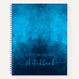 Op Maat Blauwe Mozaïek Geometrisch Patroon Notitieboek