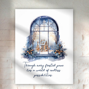 Op Maat Blauwe Witte Sneeuw Nordic Winter Inspirer Poster